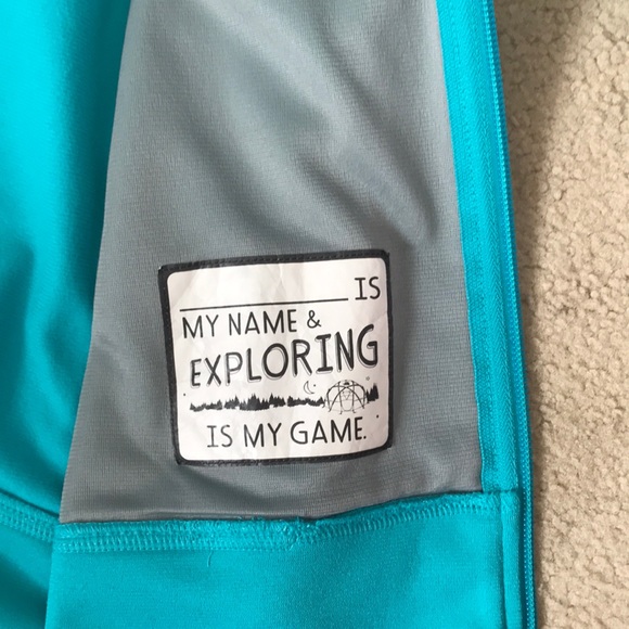 Two-toned Blue-Green Sports Zipper Hoodie - Picture 5 of 5